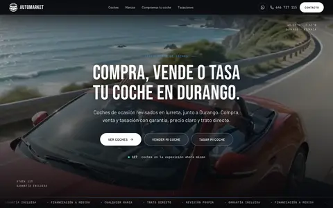 Automarket Durango: vista principal en escritorio