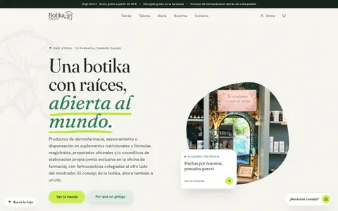 Orozko Botika: vista principal en escritorio
