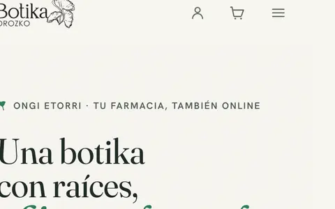 Orozko Botika: vista principal adaptada a móvil