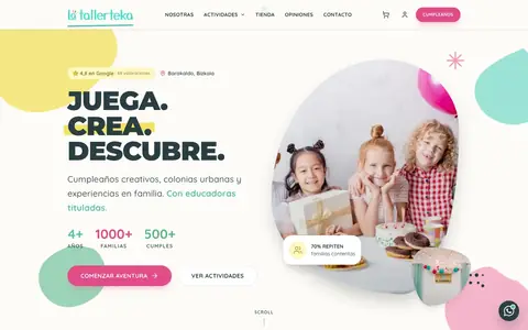 La Tallerteka: vista principal en escritorio